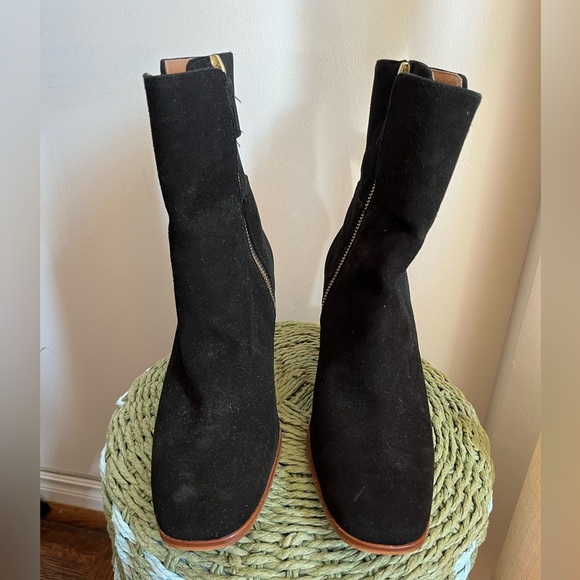 FREE PEOPLE Black Suede Heeled Boots size 37/ 6.5 - Picture 2 of 6